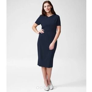 Universal Standard Size S US 14 16 XL Mary Faux Wrap Dress Navy Blue